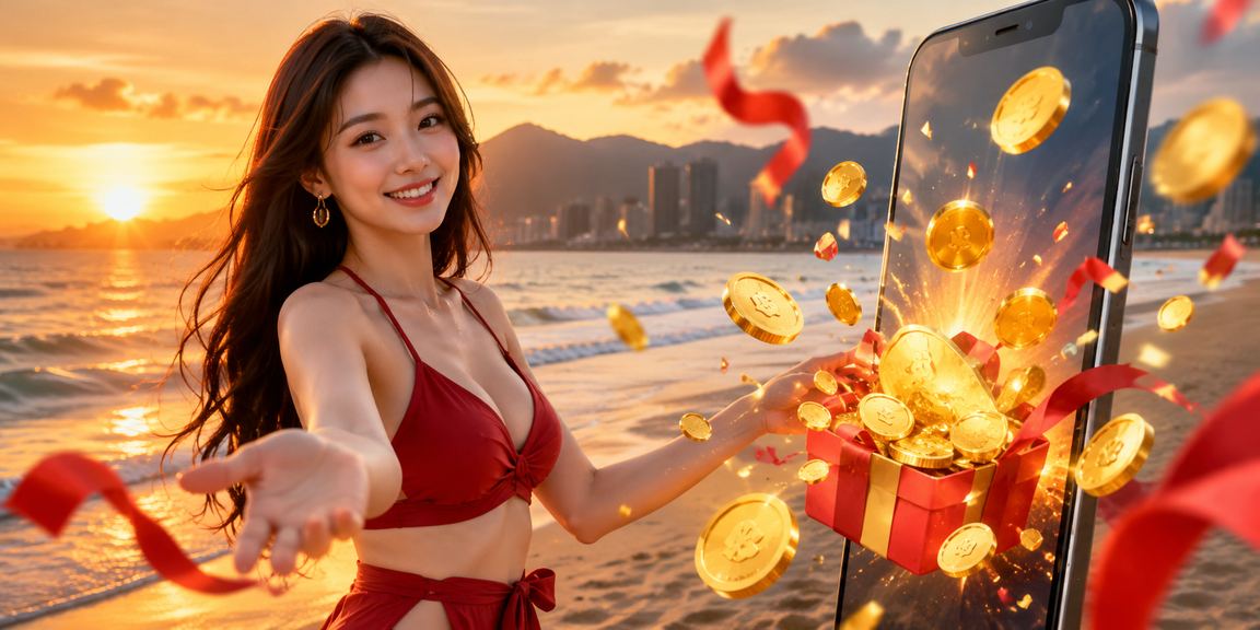 Người chơi tại bãi biển Đà Nẵng xem phân tích kèo thể thao qua điện thoại di động